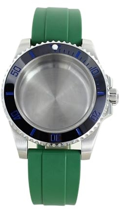 1st vattentät 40 mm klockfodral 316L rostfritt stål for ETA 2824 rörelse 28,5 urtavla gummirem(Green strap 16)