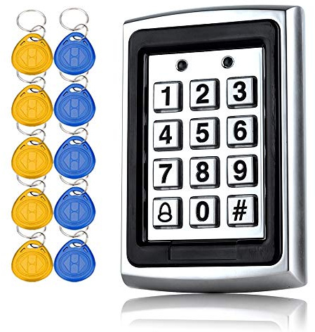 YAVIS Metall Codeschloss Türöffner Zugangskontrolle Tastatur 125 kHz EM Kartenleser Weigang 26 + 10 Schlüsselanhänger RFID Nähe Türeinstieg Access Control System