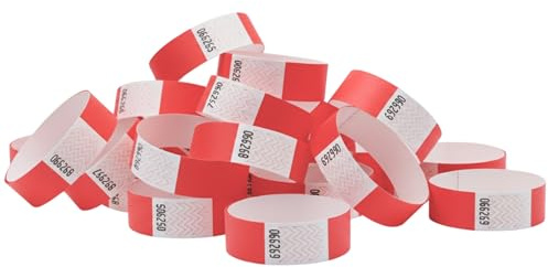 Pack Pulseras de Identificación Tyvek® Lisas para Control de Acceso | Pulsera de Papel de Colores Numeradas para Eventos - Resistentes al Agua y con Cierre de Seguridad