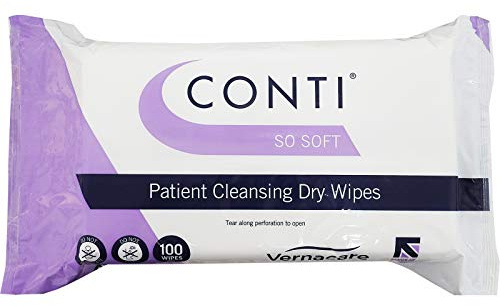 Conti So Soft – Patientrengöring torra våtservetter, extra bomull tyngre våtservetter, perfekt för känslig ömtålig hud, torkstorlek 32 cm x 30 cm, 100 servetter per paket – trippelpaket