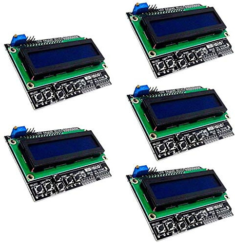AZDelivery 5 x HD44780 LCD Keypad Shield 16x2 LCD1602 Display Modul 2x16 Zeichen (mit Blauem Hintergrund und Weißen Zeichen) kompatibel mit Arduino inklusive E-Book!