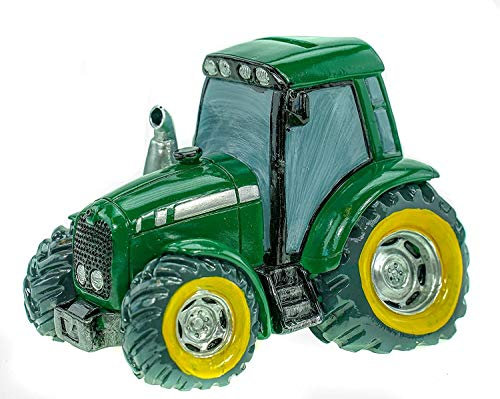 UDO Bremen GmbH wunderschöne Spardose,Spardose,Sparbüchse,Sparschwein Traktor mit Pfropfen in grün handbemalt