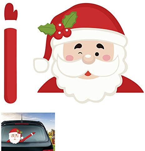 Christmas Rear Wiper Decal Sticker,20x20.5cm 3D Santa Clause Vinyl Waving Wiper Decal,Waterproof Wiper Tags Car Sticker for Automotive Decoration