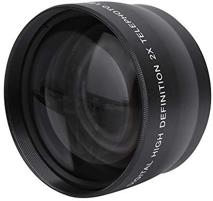 Lente de cámara, teleconvertidor de lente de cámara HD universal de aumento 2X de 58 mm, rosca de lente trasera de 58 mm, rosca de lente frontal de 62 mm, accesorio para cámaras