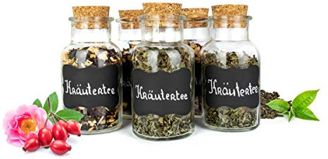 Sendez 6 spice jars with cork stopper, 280 ml, storage jars, spice jars, glass jars, storage jars