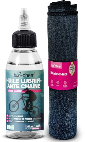 bio-chem cykel kedjeolja - 100 ml droppflaska + rengöringsduk - premiumkvalitet - välgörande smörjmedel för cykelkedjor på alla cyklar, även elcyklar - minskar friktion, slitage och rost.