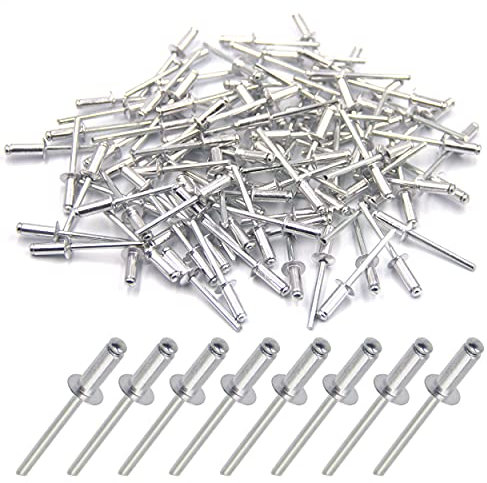 BESTYCHAO 100pcs Aluminium Blind Rivet 4.8mm x 12.7mm, Open End Rivet Pop Rivet, Pack of 100 (Silver)