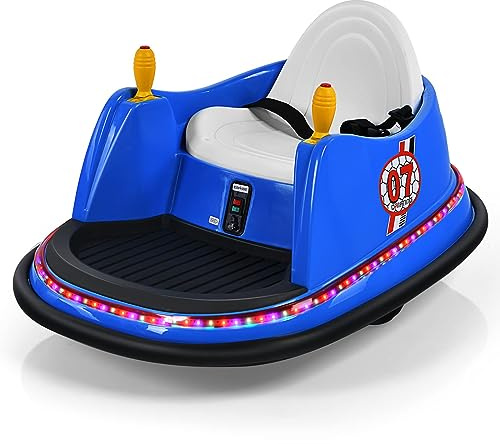 DREAMADE 6V Elektro Autoscooter Kinder mit Lichtern und Musik, Kinderauto 360 Grad drehbar, Elektrofahrzeug für Kinder von 2-5 Jahren (Blau)