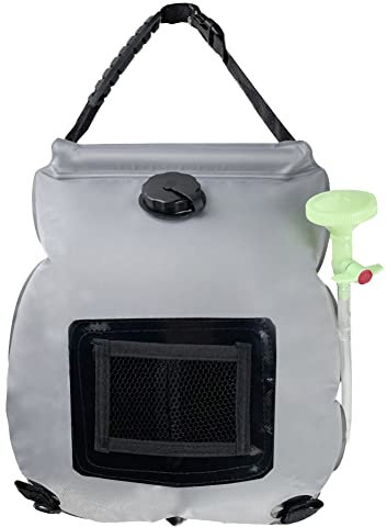 Solar Dusche Tasche,20L Tragbare Solar Heizung Camping Dusche Tasche mit Duschkopf+Schlauch,Solar-Duschtasche,Solarbetrieben Campingdusche,Solardusche Outdoor für Camping,Wandern,Selbstfahren Grau