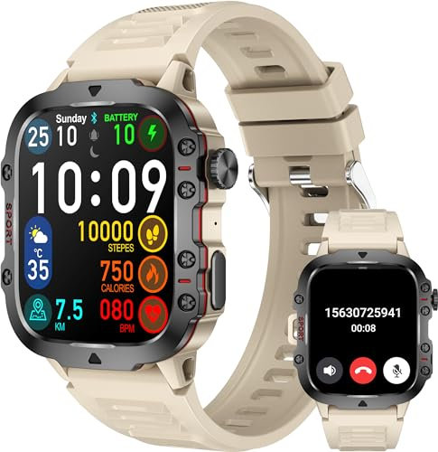 findtime Military Smart Watch, Answer Calls, Fitness Tracker Heart Rate Blood Pressure Sleep Monitor, 100+ Sport Modes, IP68 Waterproof, Android iOS Compatible