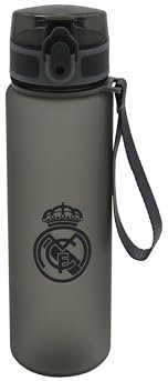 CYPBRANDS Real Madrid, Botella, Botella de Agua, Botella Deportiva, Bidón, Cantimplora, Color Negro, Producto Oficial