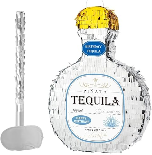 WERNNSAI Tequila Pinata – Tequila Piñata Cumpleaños Piñata Adultos Tequila Botellas de Tequila Piñata con Máscara Ojos Palillo Booze Alcohol Piñata Decoración Fiesta de Cumpleaños