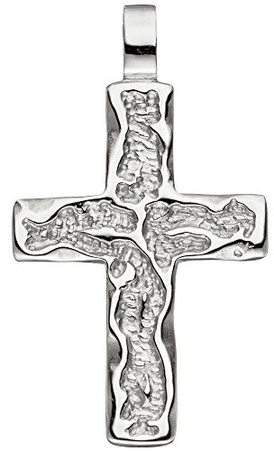 Anhänger Kreuz gehämmert aus 925 Sterling Silber Kreuzanhänger Silberkreuz