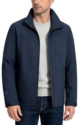 Utomhus Ventures vattentät jacka herr fleecefodrad övergångsjacka mellanlager segeljacka, softshelljacka, sportjacka för vandring, camping, fiske, Marinblå, XXL