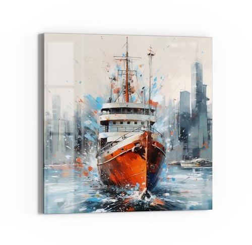 DEQOART Glas-Magnettafel | 30x30 cm cm groß | Motiv Maritime Metropole | Memo-Board aus Glas | Magnetboard inkl. Magnete, Stift & Tuch für Küche & Büro | Tafel magnetisch & beschreibbar