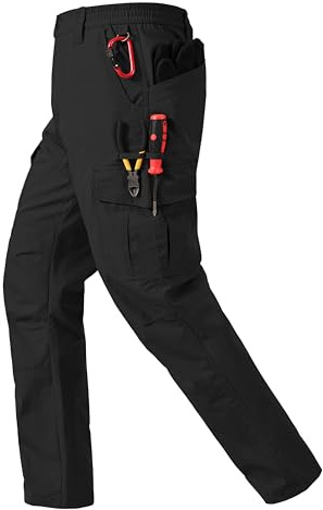 CNBQDD Work Pants for Men Ripstop Tactical Pants Water Resistant Breathable Cargo Work Pants for Men Outdoor Hiking Pants with 7 Pockets Black 34Wx30L