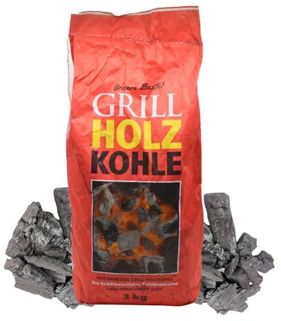 Holzkohle Grillbriketts Feuer&Flamme Premium Qualität | 3kg 10kg Made in Germany für Holzkohlegrill Smoker Briketts Kohle & HLKauf-Block (Holzkohle 3kg & HLKauf-Block)