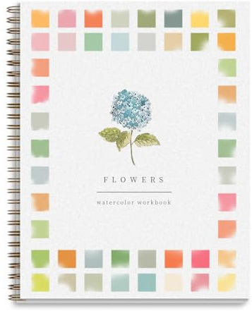 Homiladi Cahier d'exercices d'aquarelle pour enfants | Cahier de peinture 12 couleurs pour débutants | Fournitures de peinture aquarelle sur le thème des fleurs pour artistes, adultes et enfants