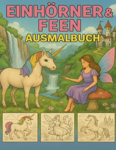 Magische Feen & Einhörner – Ausmalbuch für Kinder ab 4 Jahren: Einhorn Malbuch ab 4 Jahre: Zauberhafte Einhörner und Feen zum Ausmalen für Kinder ab 4 Jahren | 50 tolle Motive