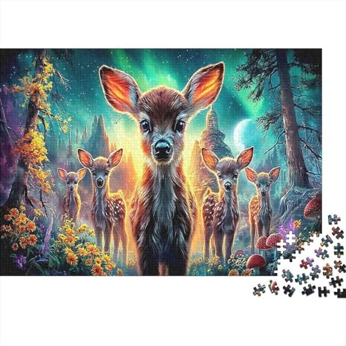 Cerf Puzzles 1000 Pièces pour Adultes, 1000 Pièces Forêt enchantée Grand Cadeaux Jouet De Défi pour Jeux Éduchatifs Cadeaux 70x50cm/1000pcs