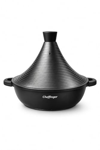Tajine 28 cm avec Revêtement Marbre Antiadhésif – Compatible Induction – Poignées Silicone – Cheffinger
