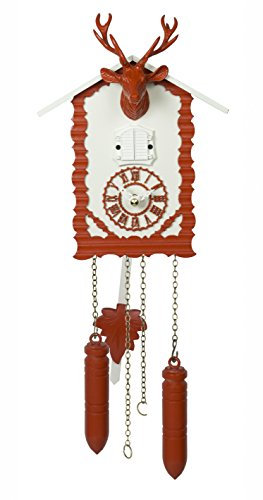 Trenkle Quarz Kuckucksuhr mit Musik und Hirschkopf, rot TU 360/20 QM rot