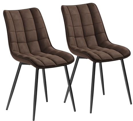 WOLTU Esszimmerstühle 2er Set, Küchenstühle gepolstert | mit Rückenlehne Metallbeinen, Sitzfläche aus Stoffbezug, bis 150 kg belastbar, für Wohnzimmer Küche Esszimmer, Dunkelbraun