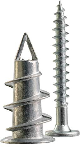 NCaan Heavy Duty Metal Self-Drill Plasterboard Fixings with Screws—Superior Tight Grip & Strong Hold—Plasterboard Wall Fixing—Driva Plasterboard Fixings—Raw Plugs—Metal Self-Drill Anchor (Pack of 10)