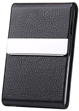 Visitenkarten-Etui, 1 Stück PU-Leder-Visitenkarten-Etui Visitenkarten-Etui Schlank Edelstahl-Tasche Kartenetui mit Magnetverschluss - Schwarz