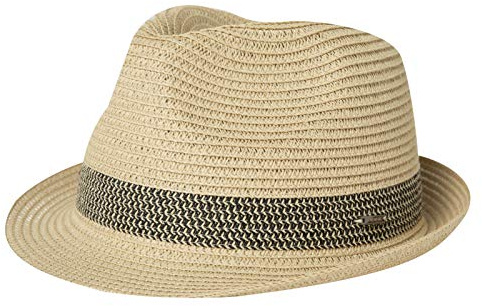 Comhats Herren Strohhut Trilby für Sommer, Sonnenschutz - Faltbarer Panama Hut, Fedora für Strand, Festival - Rollbar & Stilvoll Beige-Schwarz XXL