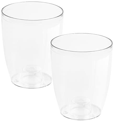 WELL HOME MOBILIARIO & DECORACIÓN 2X Macetero orquídea de plastico Coubi Orchid en Color Blanco Transparente 13,2 (Largo) x 13,2 (Ancho) x 16 (Altura) cm