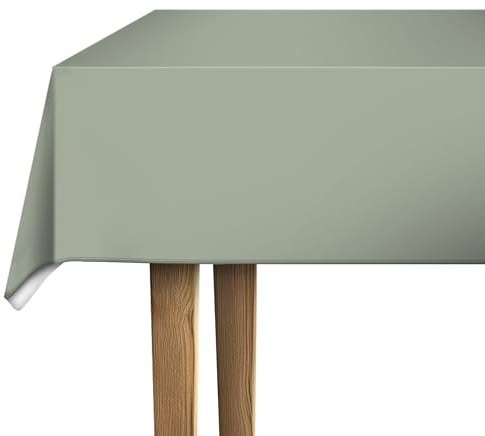 d-c-fix Wachstuchtischdecke PVC-frei – Sage Green (110 x 140 cm eckig) – Tischunterlage für Küchen- und Esstisch – lebensmittelechtes & abwaschbares Esstischset