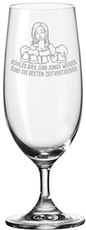 Leonardo Vaso de cerveza con grabado – cerveza fría y mujer joven – Tulipán de cerveza con Schankmaid como regalo para Oktoberfest – Idea de regalo para hombres para cumpleaños – Regalos para él – 280