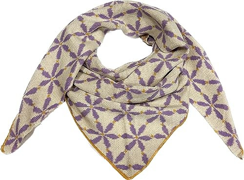 J26 XL Dreiecksschal Blume Winter Unisex Dreieck Strickschal Schal Wolle Stola Tuch Stickschal (Lila)