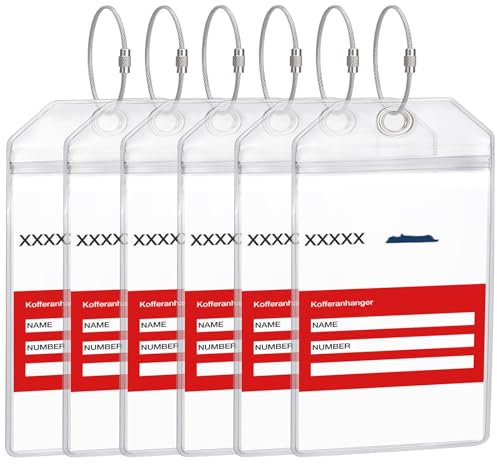 Yizhet 6 Stück Kofferanhänger für Kreuzfahrten, Kreuzfahrt Gepäckanhänger für Aida, Transparente Gepäckanhänger mit Verschraubbaren Metallbändern, Wasserfest, 19cm x 11cm