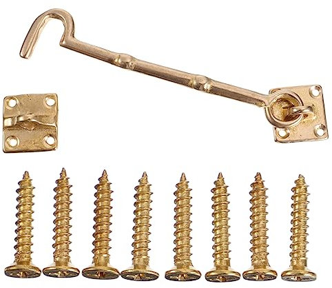 HEMOTON 1pc Antique Windproof Hook Entry Door Lock Window Heavy Duty Hook Door Hook with Screws Kitchen Cabinet Hooks Heavy Duty s Hooks Barn Door Locking Brass Chinese Style Buckle Hook