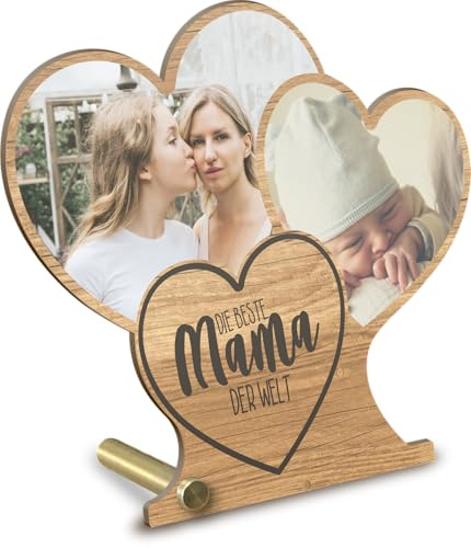 Elbeffekt Muttertag - Beste Mama der Welt Herz personalisiert - Holz Foto Geschenk, Mama, Geschenke zum Muttertag, Geschenke für Mütter, Beste Mutti, Geschenkidee Mutter, Geschenkidee für Mom