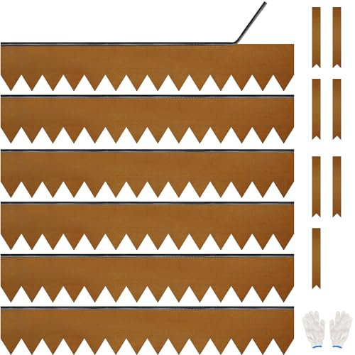 JonesHouseDeco Cor-Ten - Paquete de 6 bordes de acero para césped con tira adhesiva, 1 m de largo x 14 cm de alto, revestimiento de polvo marrón, borde de paisaje de acero, divisor de camino, borde de
