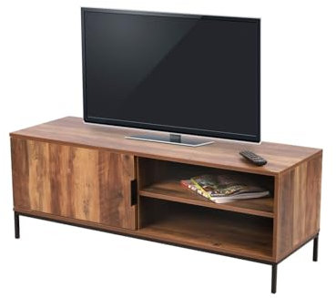 Meuble TV Jayce – Noyer avec 1 Porte et 2 étagères – L120 x H45 x P40 cm