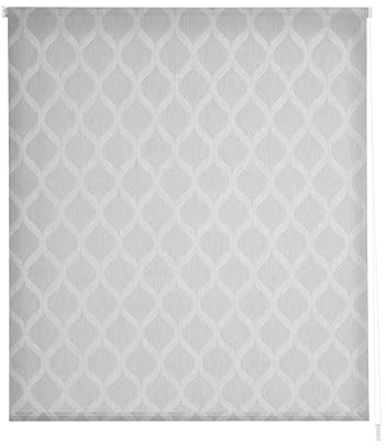 Estoralis | DAVOS | Tenda a rullo moderna | tessuto jacquard traslucido | Colore - Grigio | 100 x 255 cm (larghezza/altezza) dimensione del tessuto 97 x 250 cm. | Tende per finestre e porte