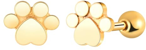 Yumilok Herrörhängen, husdjur, tass, stiftörhängen, rostfritt stål, för kvinnor, flickor, djur, katt, fotavtryck, örhänge, tassar, örhänge, piercing, allergivänliga