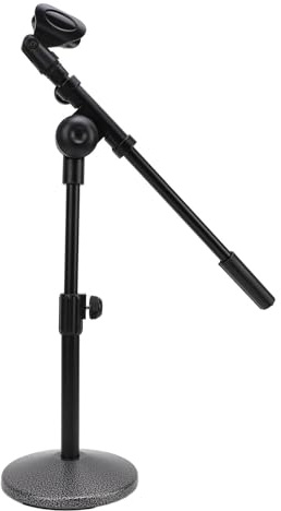 Supporto per Microfono da Tavolo Regolabile, Supporto per Microfono da Tavolo con Base Ponderata con Braccio Telescopico con Angolo, Frizione a Torsione