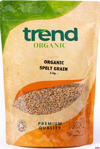 Trend Organic Spelt Grain 1kg - Nutritious Whole Grain with a Rich, Nutty Flavour for Balanced Meals, High in Fibre and Protein, Certified Organic, Vegan, Non-GMO, No Additives or Preservatives