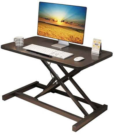 Stehpult-Konverter, 2-stufiger Computerarbeitsplatz mit Tastaturablage und Tablet-Steckplatz, ergonomisch verstellbarer pneumatischer Schreibtischaufsatz black,A