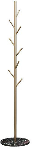 Vintage Antik Messing Garderobe mit 8 Haken Freistehender Baum Kleiderständer mit Marmorsockel Ständer Ideal für Mäntel Hüte Schals und Kleidung