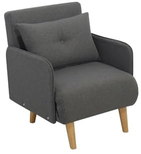 ITALFROM - Poltrona Letto Singolo, Divano Letto 1 Posto (65x73x81cm) Letto Singolo a Scomparsa, Divano Piccolo Salvaspazio, Telaio Solido in Acciaio con Imbottitura Comoda (Grigio)