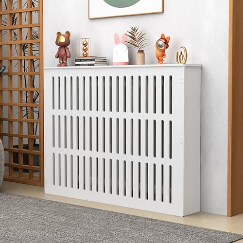 Holz Heizungsverkleidung, Heizkörper Verkleidung Abdeckung, Weiß Holz Heizungsverkleidung, Vertikaler Lamellengrill, Heizung Heizkörper Abdeckung, Radiator Abdeckung für Wohnzimmer Schlafzimmer(120x90