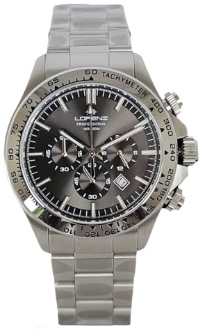 Lorenz Chrono 26175BB Cronografo da uomo al quarzo in acciaio inox sub 100 metri