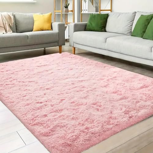 AIMECO Tappeto a pelo lungo in pile 200x200 cm, rosa, morbido e soffice, ideale per camera da letto, cameretta dei bambini, soggiorno e lounge, tappeto ad alta peluria perfetto per bambini e animali