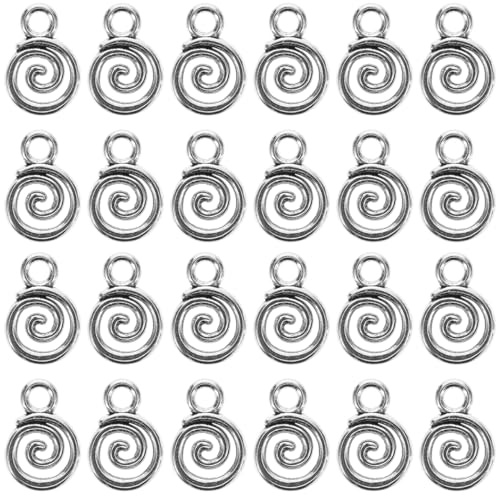 WRITWAA Swirl Spiral Charms 40Pcs Antique Silver Diy Jewelry Pendant Components for Necklace and Bracelet Making Accessories